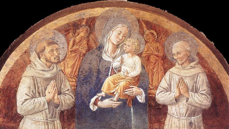GOZZOLI, Benozzo Madonna and Child between St Francis and St Bernardine of Siena dfg China oil painting art